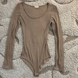 POL Taupe Long Sleeve Bodysuit